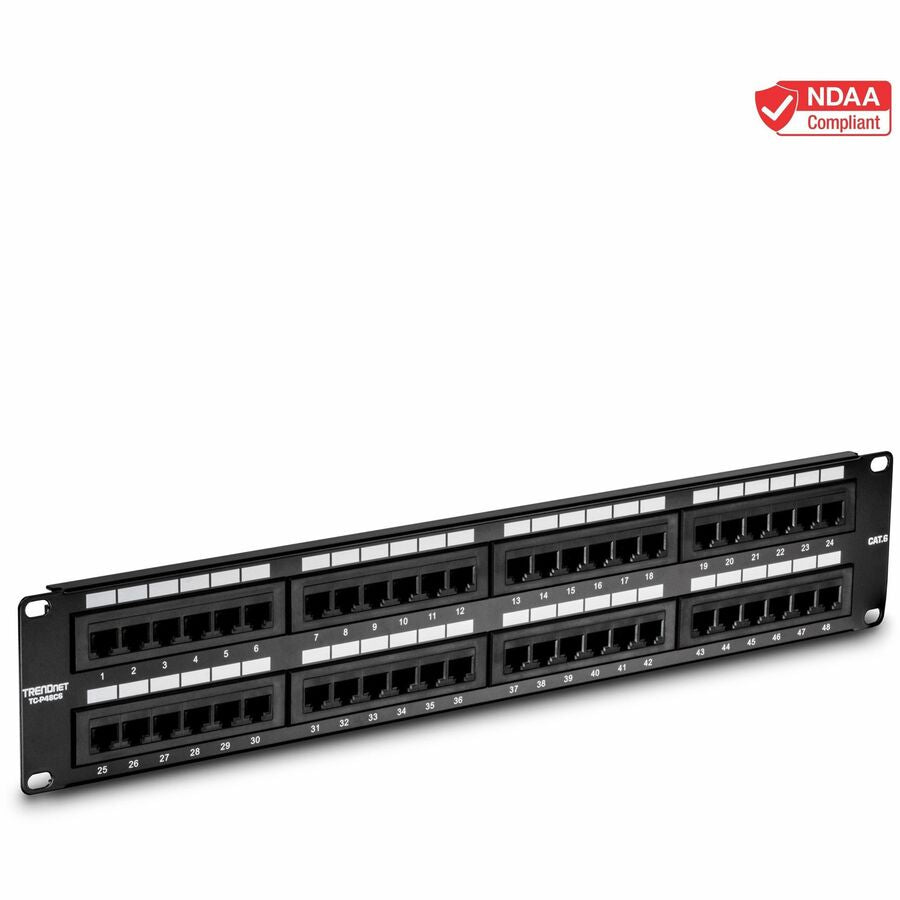 Panneau de brassage non blindé 48 ports Cat6 TRENDnet TC-P48C6 pour applications Ethernet et Gigabit