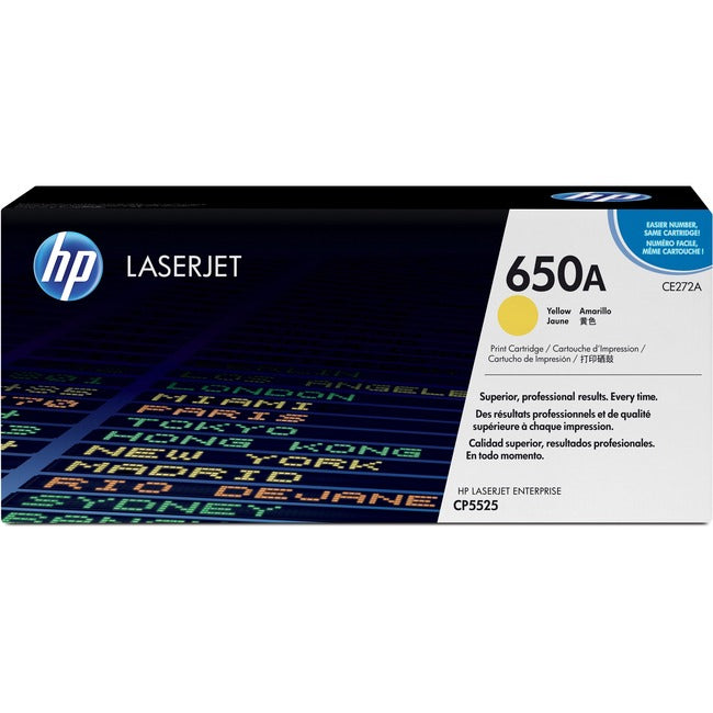 HP 650A (CE272A) Original Laser Toner Cartridge - Single Pack - Yellow - 1 Each