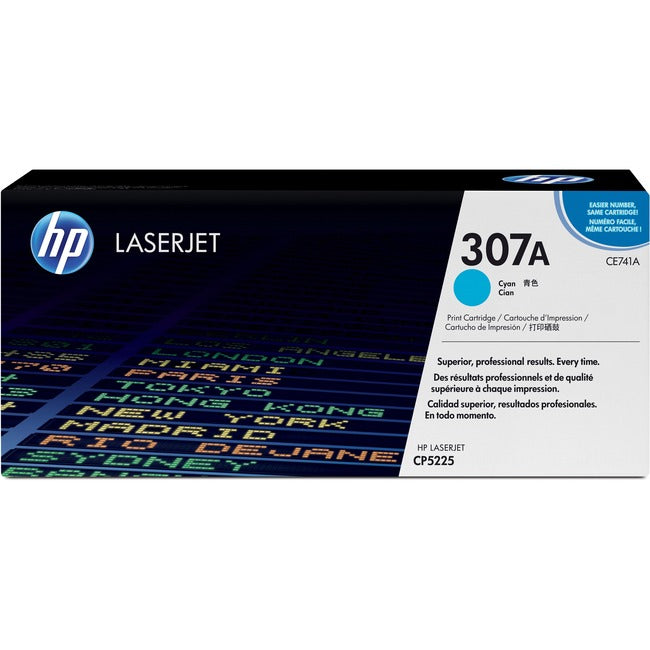 Cartouche de toner laser d'origine HP 307A (CE741A) - Paquet unique - Cyan - 1 unité