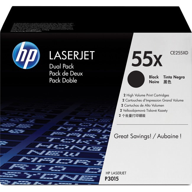 HP 55X (CE255XD) Original Toner Cartridge - Dual Pack