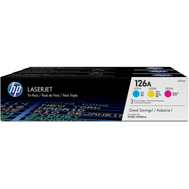 Cartouche de toner d'origine HP 126A (CF341A) - Pack de trois