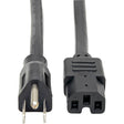 Power Cord - NEMA 5-15P - Male Left Gender - C15 - Female Right Gender - 8feet L