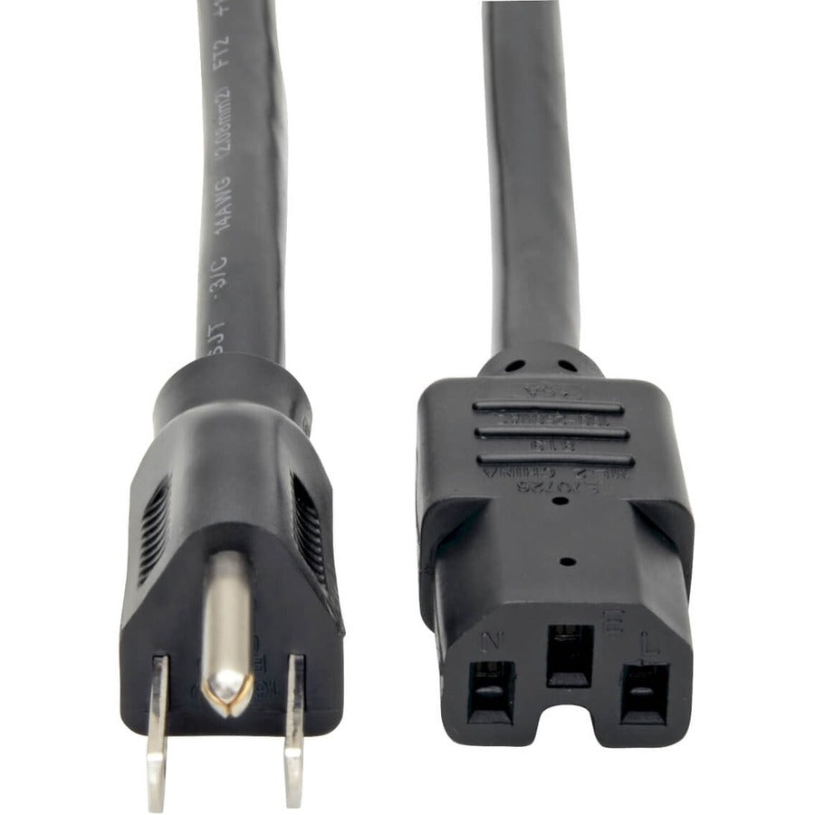 Power Cord - NEMA 5-15P - Male Left Gender - C15 - Female Right Gender - 8feet L