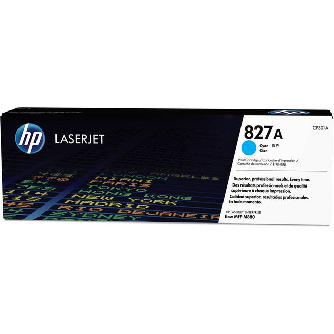 Cartouche de toner laser HP 827A (CF301A) d'origine à rendement standard - Paquet unique - Cyan - 1 unité