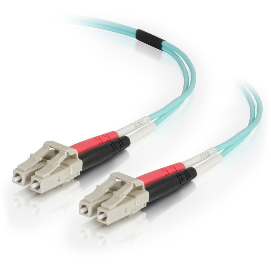 C2G 3m LC-LC 50/125 OM4 Duplex Multimode PVC Fiber Optic Cable - Aqua