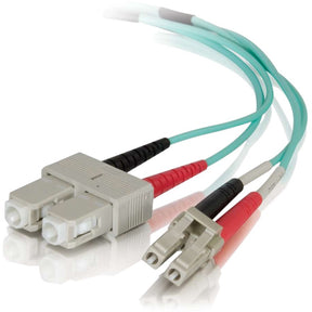 C2G 3m LC-SC 50/125 OM4 Duplex Multimode PVC Fiber Optic Cable - Aqua