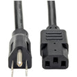 Power Cord - NEMA 5-15P - Male Left Gender - C13 - Female Right Gender - 3feet L