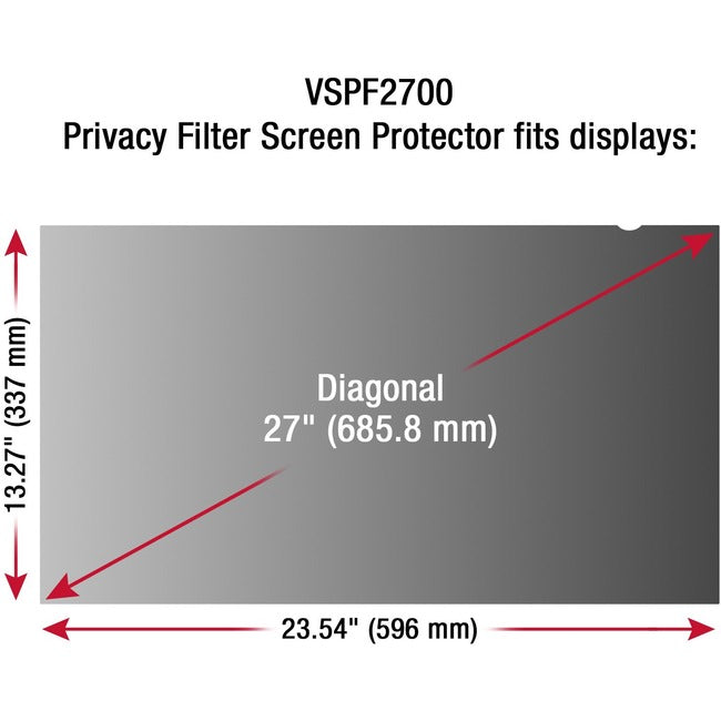 VSPF2700,ViewSonic 27Privacy Filter Screen Protector for Widescreen 16:9)LCD Mon