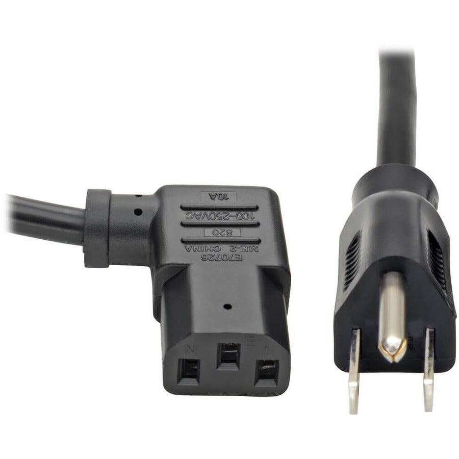 Tripp Lite series Computer Power Cord, NEMA 5-15P to Right-Angle C13 - 10A, 125V