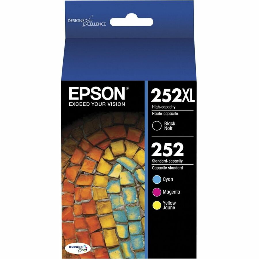 Epson DURABrite Ultra 252XL Original High/Standard Yield Inkjet Ink Cartridge Combo Pack - Black, Cyan, Magenta, Yellow - T252XL-BCS