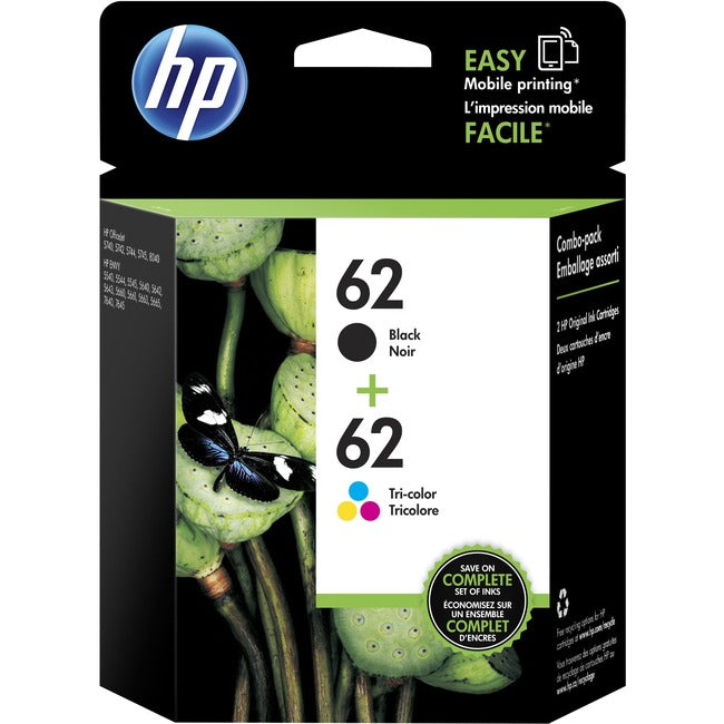 HP 62 Original Inkjet Ink Cartridge - Black, Tri-color - 2 / Pack