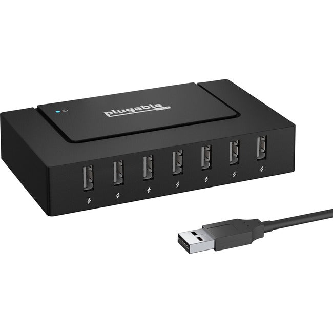 Hub de charge haute vitesse USB 2.0 à 7 ports Plugable avec adaptateur d'alimentation 60 W.