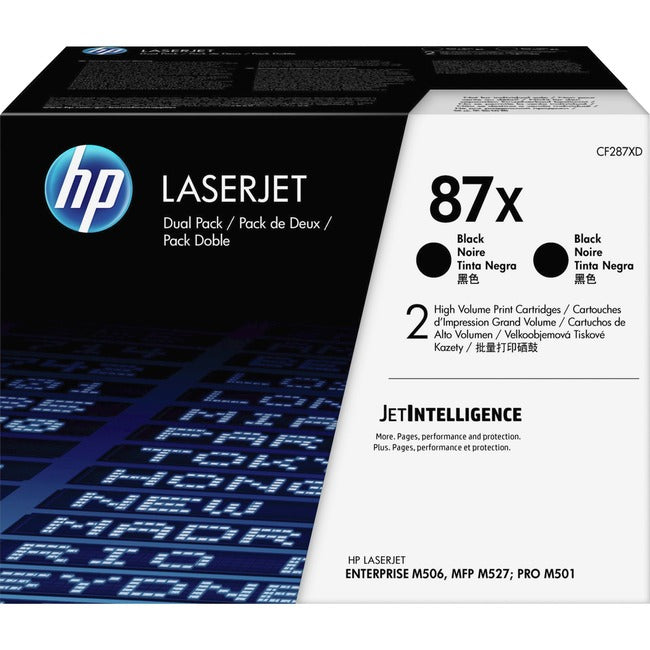 Cartouche de toner laser HP 87X (CF287XD) d'origine à haut rendement - Noir - 2 / carton