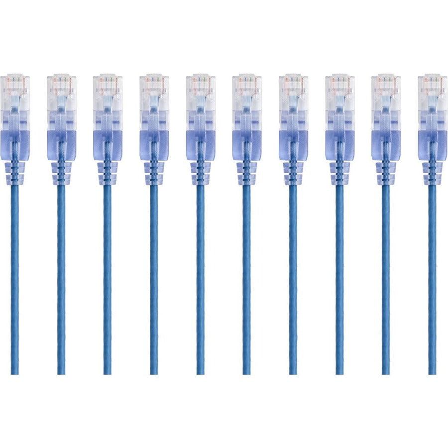 Monoprice 10-Pack, SlimRun Cat6A Ethernet Network Patch Cable, 3ft Blue