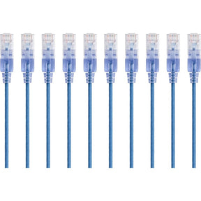 Monoprice 10-Pack, SlimRun Cat6A Ethernet Network Patch Cable, 3ft Blue