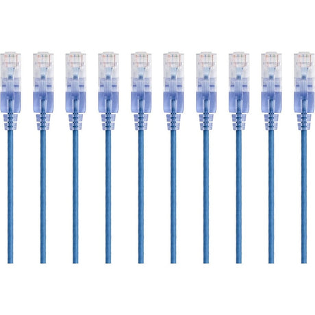 Monoprice 10-Pack, SlimRun Cat6A Ethernet Network Patch Cable, 3ft Blue