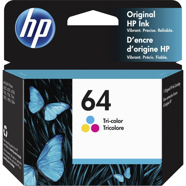 HP 64 Original Inkjet Ink Cartridge - Tri-color - 1 Each