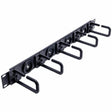 StarTech.com 1U 19" Cable Management Organizer - D Ring Hook Network/Server Rack Cord Manager - Data Center Horizontal Wire Panel