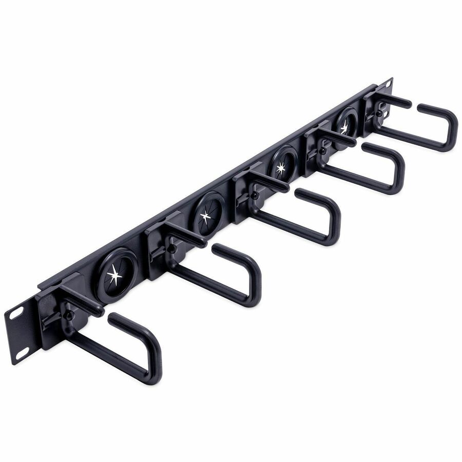 StarTech.com 1U 19" Cable Management Organizer - D Ring Hook Network/Server Rack Cord Manager - Data Center Horizontal Wire Panel