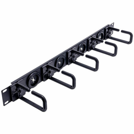 StarTech.com 1U 19" Cable Management Organizer - D Ring Hook Network/Server Rack Cord Manager - Data Center Horizontal Wire Panel