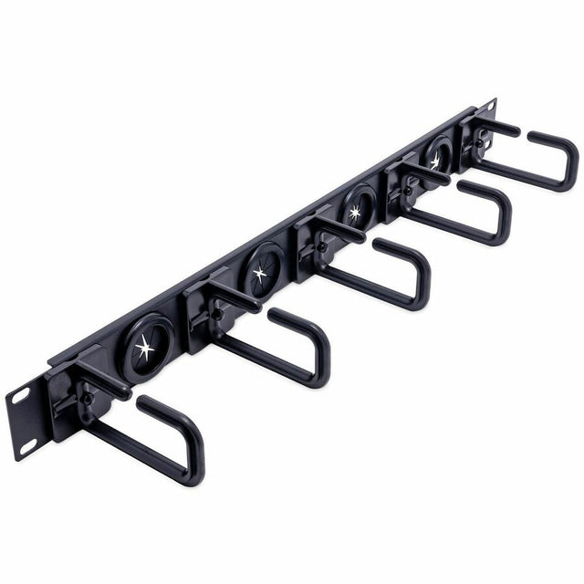 StarTech.com 1U 19" Cable Management Organizer - D Ring Hook Network/Server Rack Cord Manager - Data Center Horizontal Wire Panel