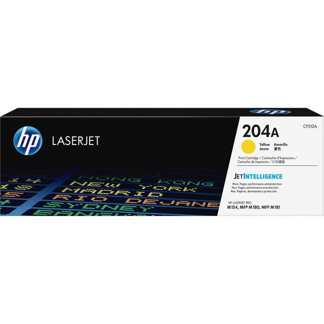 Cartouche de toner laser HP 204A (CF512A) d'origine à rendement standard - Jaune - 1 unité