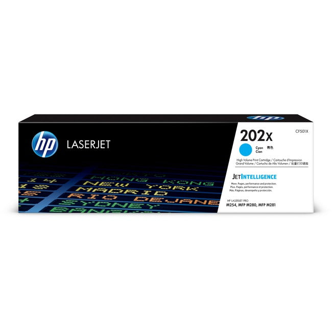 HP 202X (CF501X) Original High Yield Laser Toner Cartridge - Cyan - 1 Each