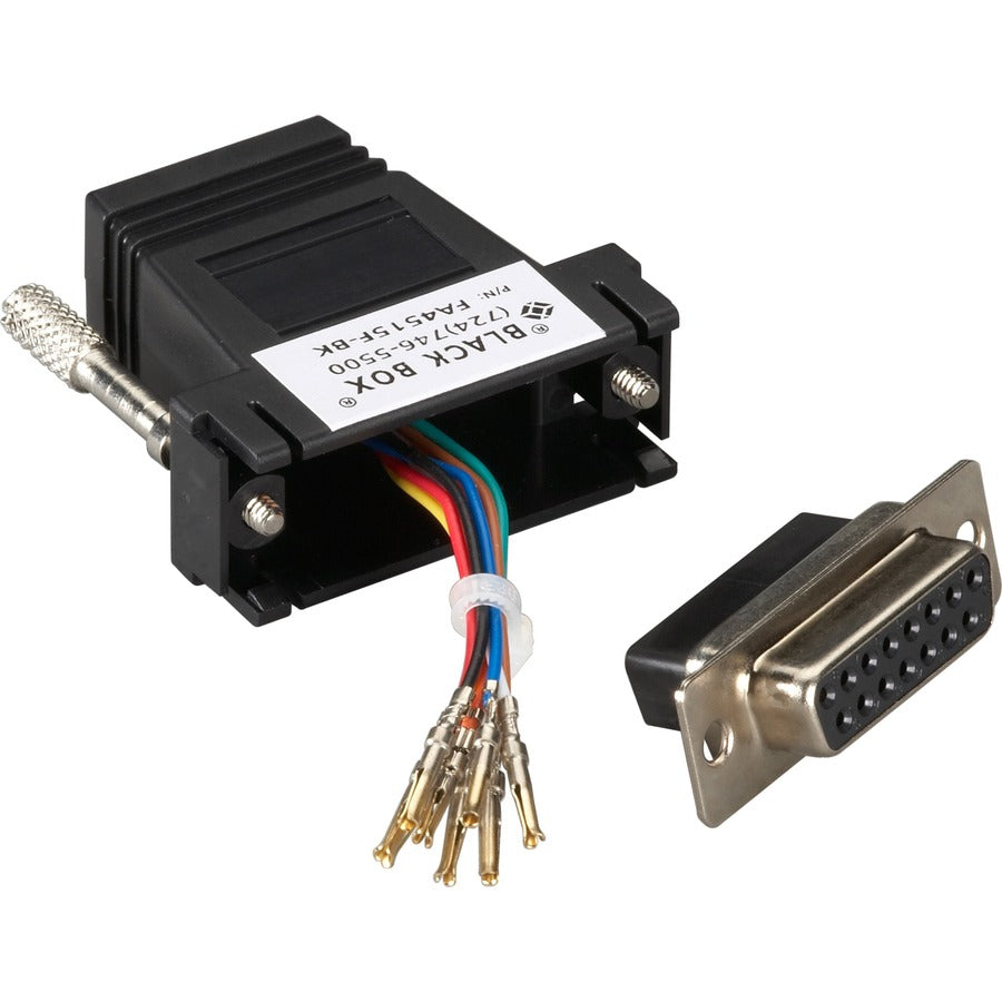 Modular Adapter Kit (Unassembled), DB15, Female to RJ-45, 8-Wire, Black ...