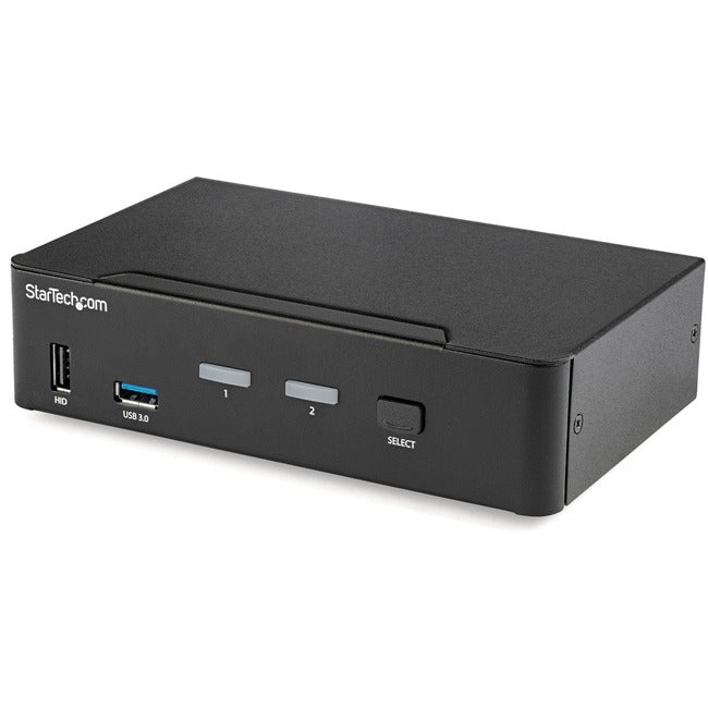 StarTech.com Commutateur KVM DisplayPort à 2 ports - 4K 60 Hz - Écran unique - Commutateur KVM USB UHD DP 1.2 avec hub USB 3.0 et audio - Conforme TAA