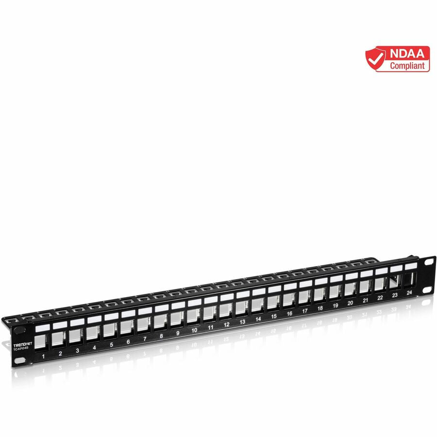 Panneau de brassage Keystone vierge 1U à 24 ports TRENDnet TC-KP24 pour prises Cat6