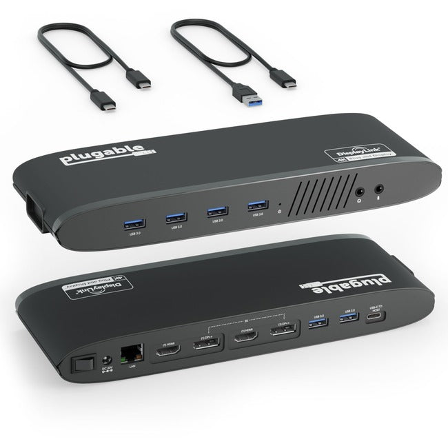 Station d'accueil horizontale Plugable USB 3.0 double écran 4K avec DisplayPort et HDMI pour Windows et Mac