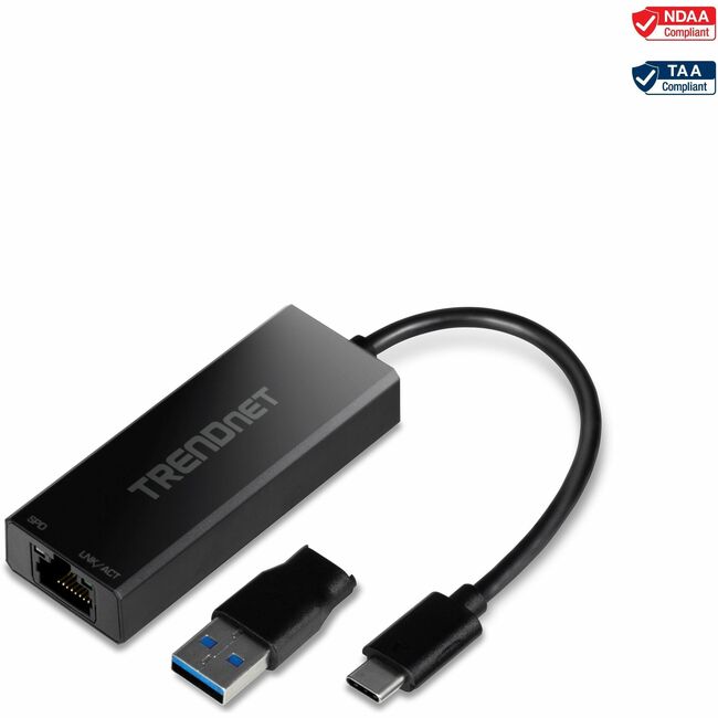 TRENDnet USB-C 3.1 To 2.5GBase-T Ethernet Adapter, IEEE 802.3bz 2.5GBASE-T Compliant, Supports Up to 2.5Gbps connection Speeds, Supports 802.1p (CoS) And 802.1Q (VLAN), Black, TUC-ET2G