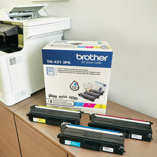 Cartouche de toner laser d'origine Brother TN-431 à rendement standard - Multipack - Cyan, Magenta, Jaune - 3/Boîte