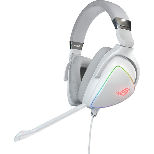 ASUS ROG Delta White RGB gaming headset with Hi-Res ESS Quad-DAC, circular RBG l