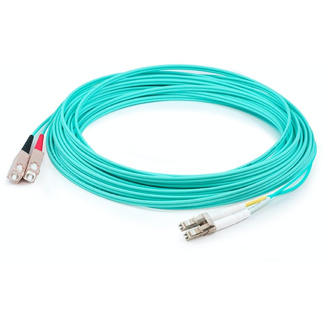 ADD-ON ADDON 1M SC (MALE) TO LC (MALE) OM4 STRAIGHT AQUA DUPLEX FIBER PLENUM PAT