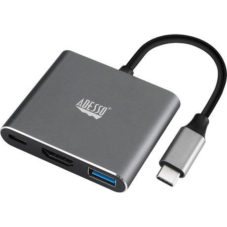 Adesso 3-in-1 USB-C Multiport Docking Station with 1xTypeC port, 1x USB 3.0-A+PD