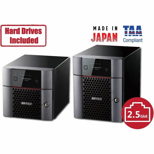 TeraStation 3220DN 8TB 2-Bay Desktop NAS (2x4TB) NAS HDD Included 2.5GBE RAID iS