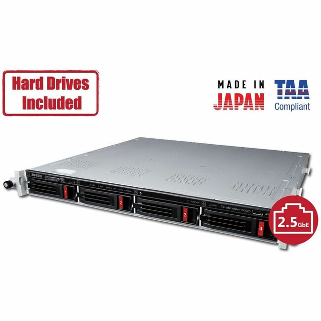 BUFFALO TeraStation 3420 4-Bay SMB 8TB (4x2TB) Rackmount NAS Storage w/ Hard Drives Included