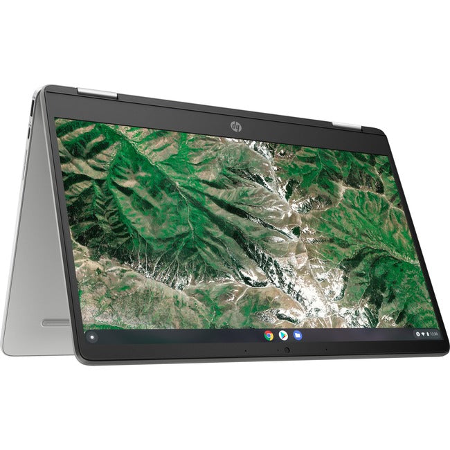 HP Chromebook x360 14a-ca0000 14a-ca0110ca 14" Touchscreen Convertible 2 in 1 Chromebook - HD - 1366 x 768 - Intel Celeron N4120 Quad-core (4 Core) 1.10 GHz - 4 GB Total RAM - 4 GB On-board Memory - 128 GB Flash Memory - Mineral Silver, Natural Silver