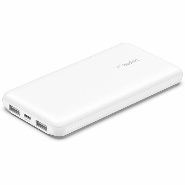 Belkin 15W 3-port USB Power Bank - 10K mAh - 2xUSB-A (12W), 1xUSB-C (15W) - Portable Charger - w/ USB-A to USB-C Cable - White