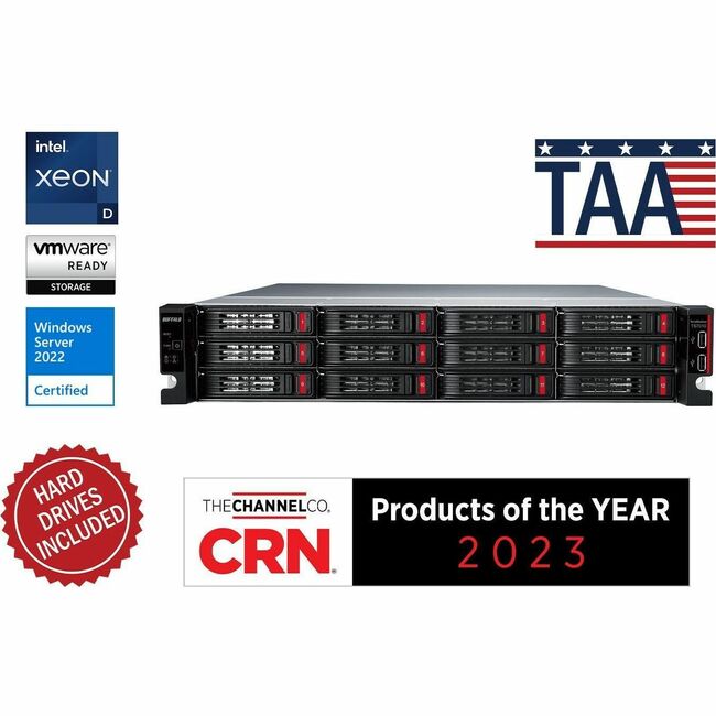 BUFFALO TeraStation 12-Bay 71210 96TB (12x8TB) High-Performance Rackmount NAS Hard Drives Included