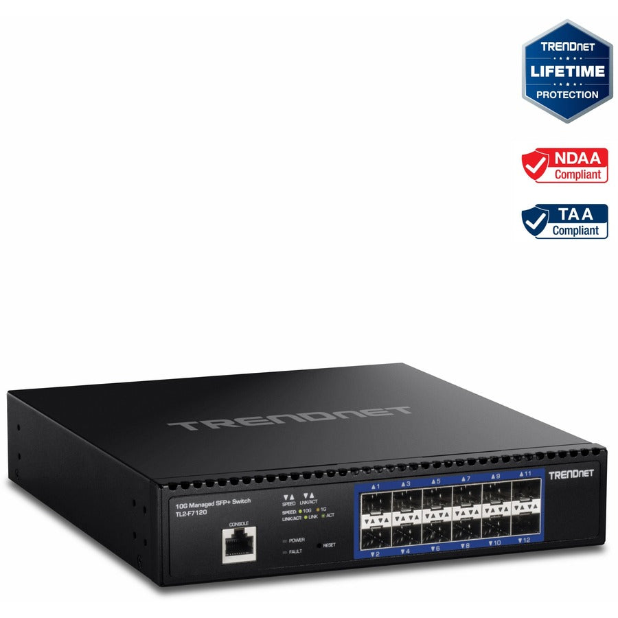 TRENDnet TL2-F7120 12-Port 10G Layer 2 Managed SFP+ Switch