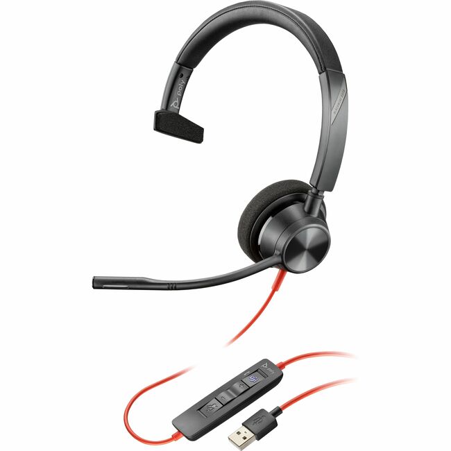 Poly Blackwire 3310 Microsoft Teams Certified USB-A Headset TAA