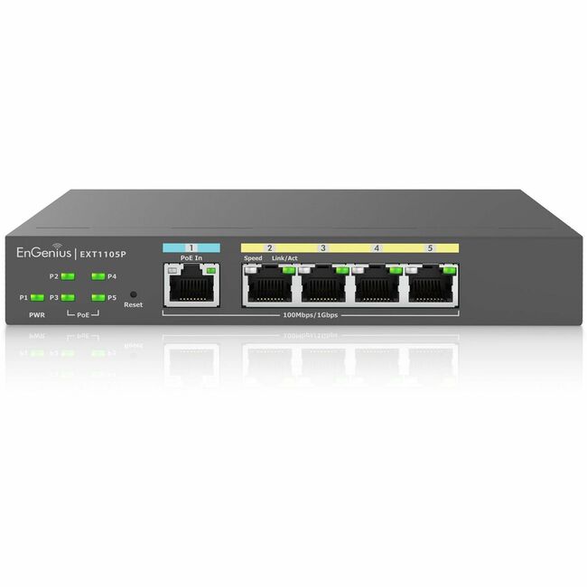 Extendeur de commutateur PoE Gigabit 5 ports 60 W géré par le cloud EnGenius