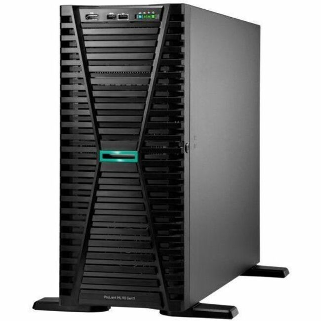 Serveur tour HPE ProLiant ML110 G11 4,5U - 1 x Intel Xeon Silver 4410Y 2 GHz - 32 Go de RAM - 960 Go de SSD - (2 x 480 Go) Configuration SSD - Contrôleur Serial ATA, Serial Attached SCSI (SAS)