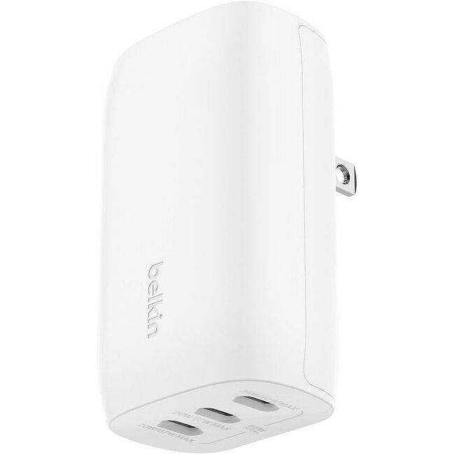 Belkin 67W Portable 3-Port USB-C Wall Charger - 3xUSB-C (67W Total) - Fast Charging - Power Adapter - White