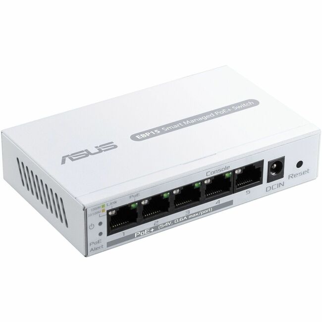 ASUS EXPERTWIFI EBP15 5-PORT GBE SMART MANAGED POE+ SWITCH, 4 POE+ PORTS, 60W, S