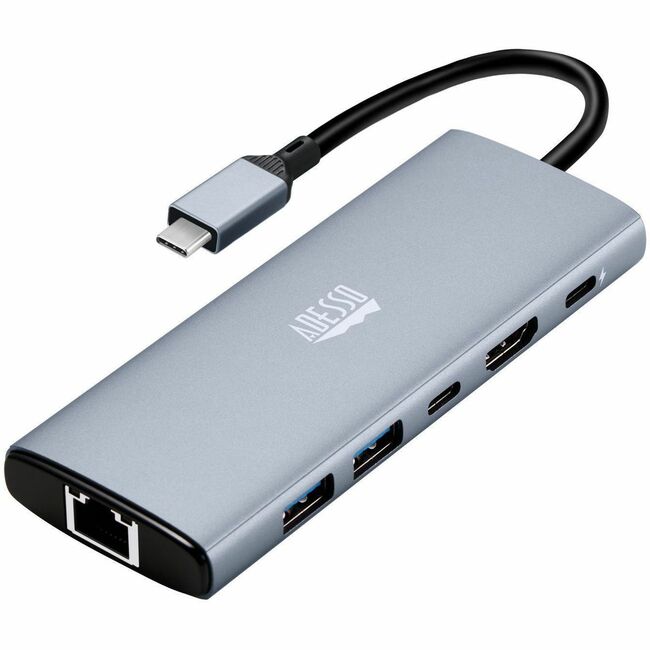 STATION D'ACCUEIL ADESSO 6 EN 1, USB C VERS HDMI, PD, RJ45, 2 USB A, USB C