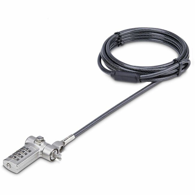 Câble de sécurité universel StarTech.com pour ordinateur portable de 2 m, câble de sécurité combo sérialisé pour ordinateur portable, compatible avec Noble Wedge®/Nano/K-Slot