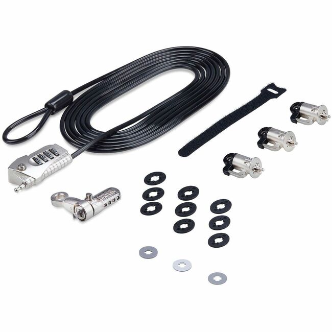 Kit de verrouillage pour ordinateur portable/de bureau et périphérique StarTech.com, câble en acier de 3 m, verrou de sécurité antivol, fente en K, pour 3 appareils